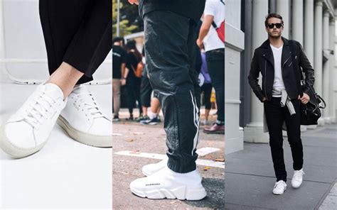 white sneakers with black pants